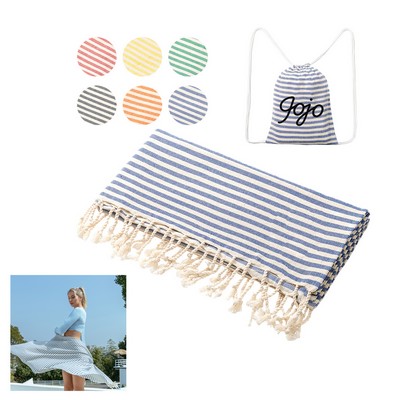 Turkish Cotton Beach Towel With Backpack
